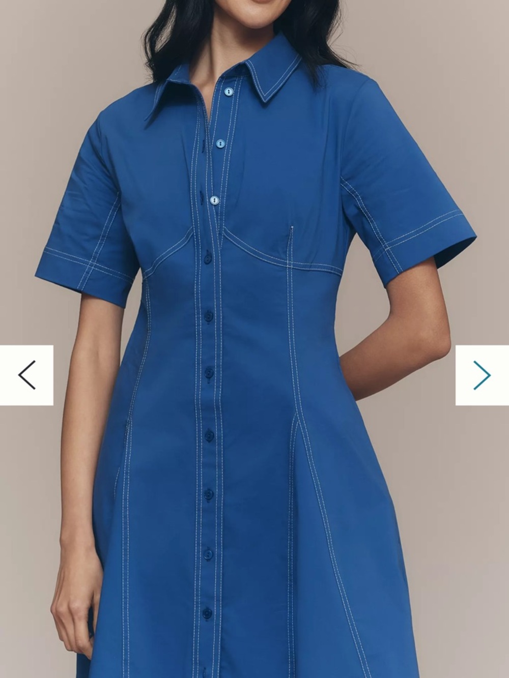 Anthropologie/Exquise Cobalt Blue Button-Front Shirt Midi Dress - Picture 4 of 11